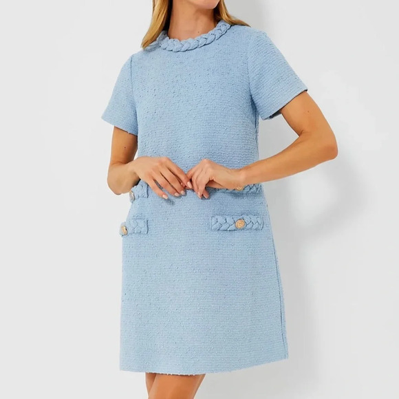 Tuckernuck Tweed Jackie Dress-Powder Blue-Women’s XXL-Short Sleeve-Classic-NEW - Picture 1 of 16